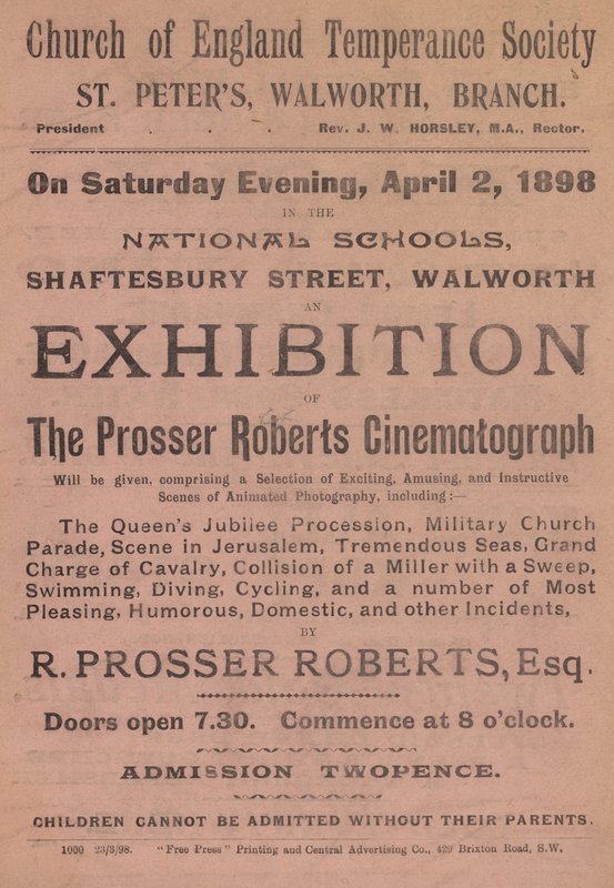Prosser Roberts Cinematographin näyttelyä mainostava esite tekijältä English School