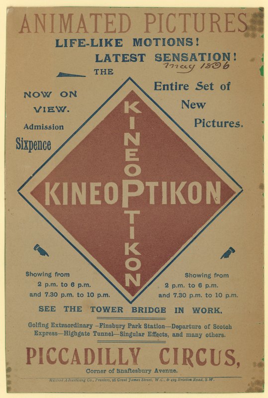 Kineoptikon, Piccadilly Circus mainostava esite tekijältä English School