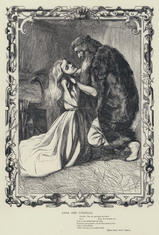 Lear ja Cordelia, Kuningas Lear, näytös iv, kohtaus 7 (kaiverrus) (kaiverrus) tekijältä English School