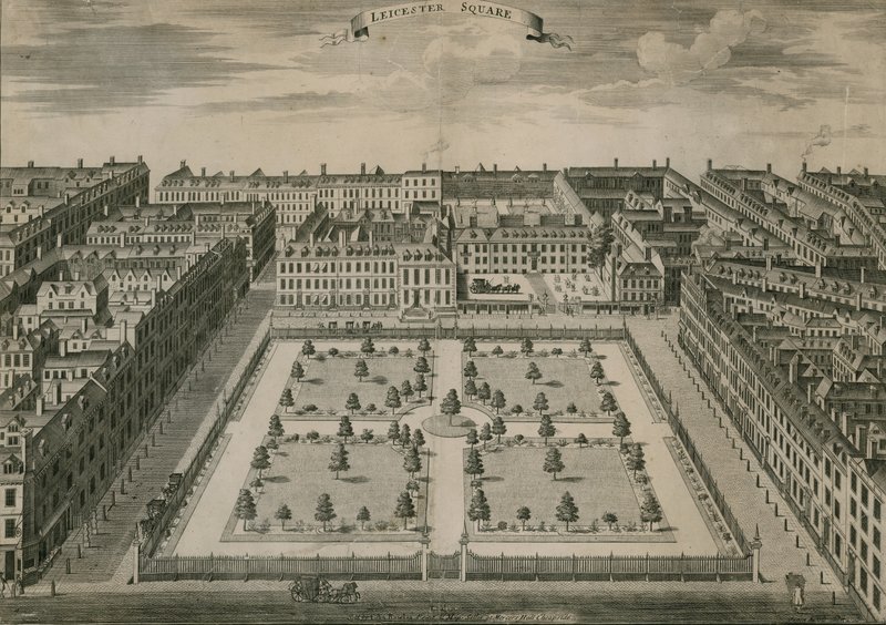 Leicester Square, Lontoo, vuonna 1728 tekijältä English School