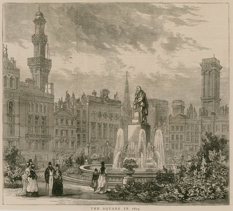 Leicester Square, Lontoo, vuonna 1874 tekijältä English School