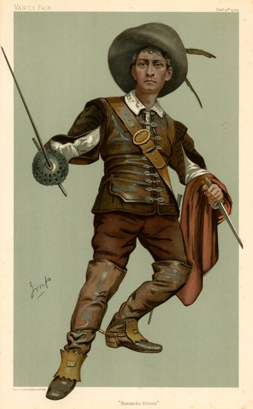 Lewis Waller, Romanttinen draama, Vanity Fair -sarjakuva, 13. lokakuuta 1904 tekijältä English School