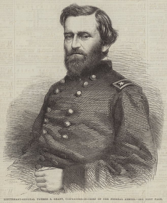 Kenraaliluutnantti Ulysses S Grant, liittovaltion armeijan komentaja (kaiverrus) tekijältä English School