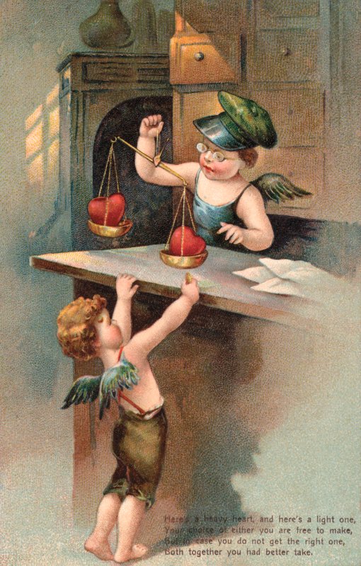 Kevyt ja raskas sydän (chromolitho) tekijältä English School