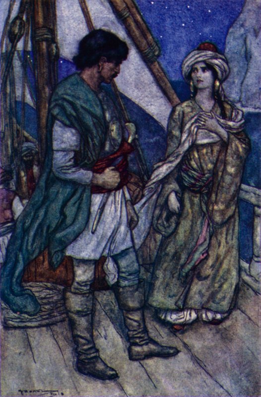Lordi Byron, Conrad ja Gulnare (väri litho) tekijältä English School
