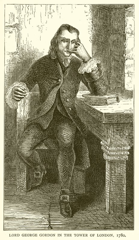 Lord George Gordon Lontoon Towerissa, 1780 tekijältä English School
