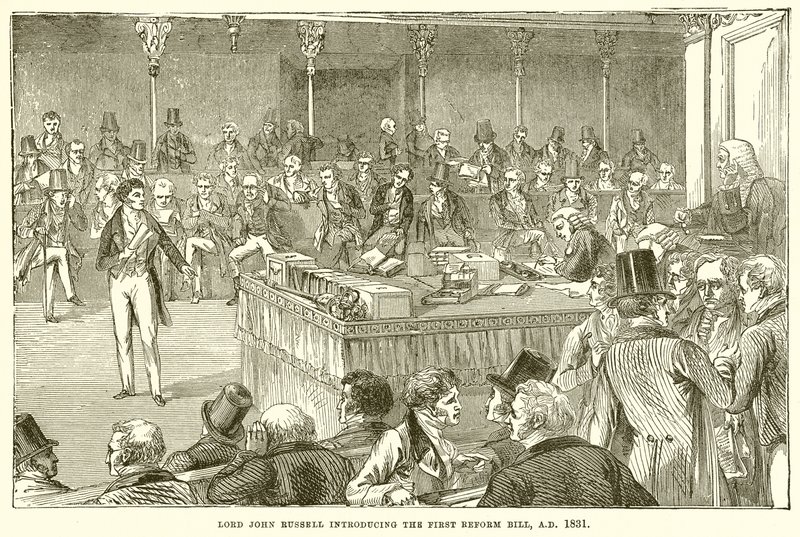 Lord John Russell esittelee ensimmäisen uudistuslain, 1831 jKr tekijältä English School