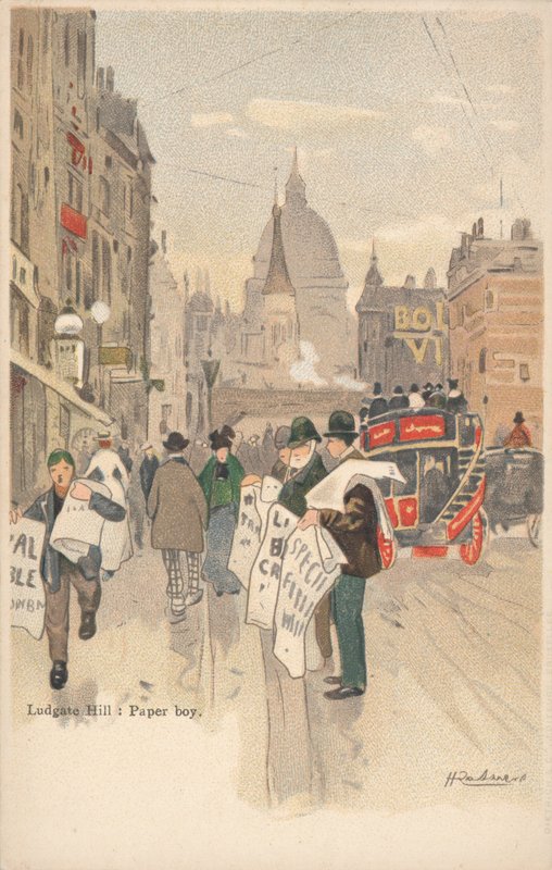 Ludgate Hill, Lontoo, paperipoika tekijältä English School