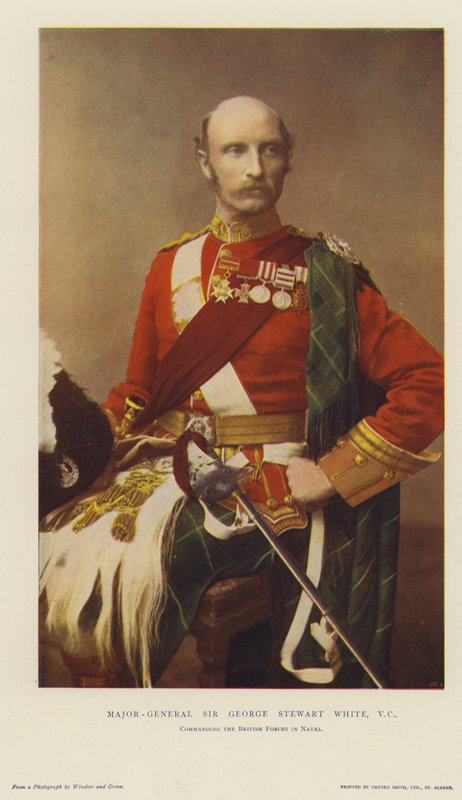 Kenraalimajuri Sir George Stewart White, VK, Natalin brittiläisten joukkojen komentaja (kromoliittikuvaus) tekijältä English School