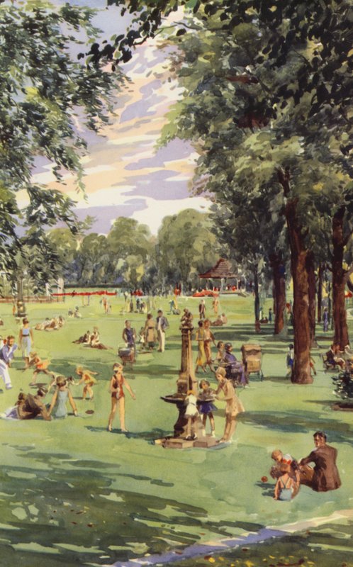 Manchester: Alexandra Parkissa (väri litho) tekijältä English School