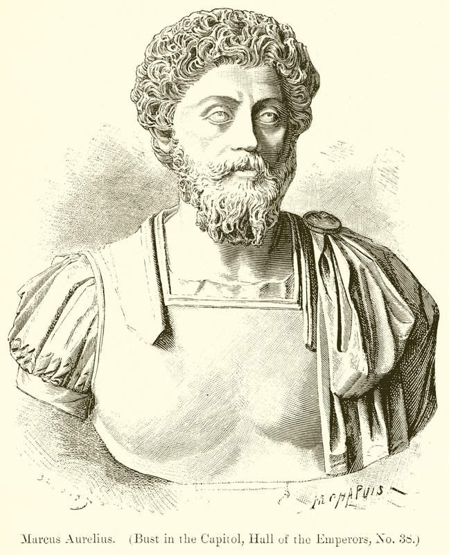 Marcus Aurelius. (Bust in the Capital, Hall of the Emperors, nro 38) tekijältä English School