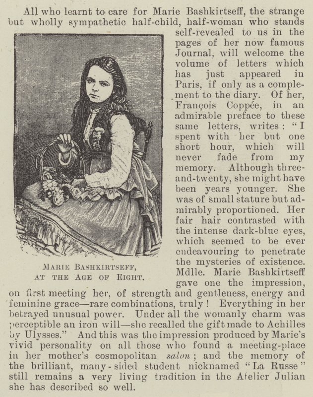 Marie Bashkirtseff, kahdeksanvuotiaana (kaiverrus) tekijältä English School