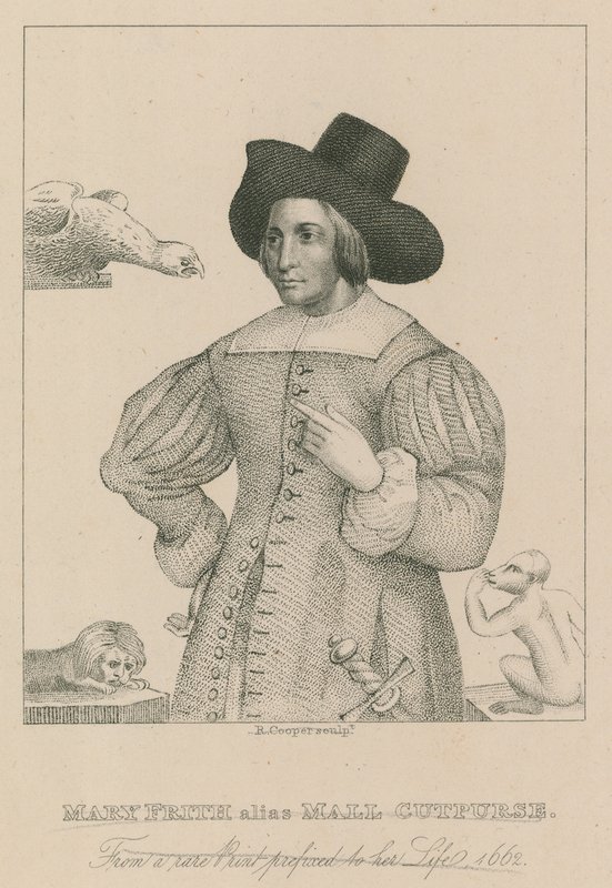 Mary Frith, alias Moll Curpurse, harvinaisesta kirjasesta, jonka etuliitteenä on hänen elämänsä, 1662 tekijältä English School