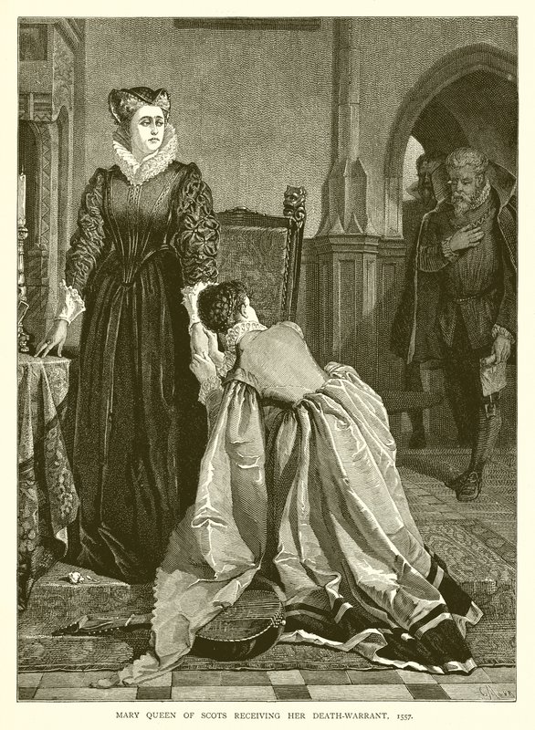 Mary Queen of Scots vastaanottaa kuolemantuomion, 1557 tekijältä English School