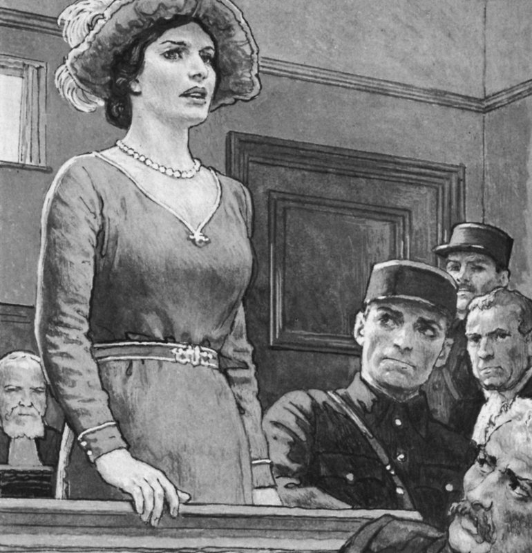 Mata Hari, oikeudenkäynnissä (litho) tekijältä English School