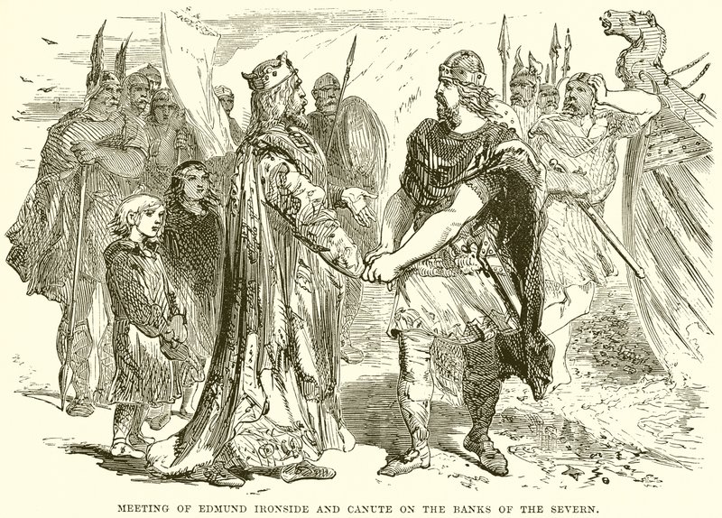 Edmund Ironsiden ja Canuten tapaaminen Severnin rannalla tekijältä English School