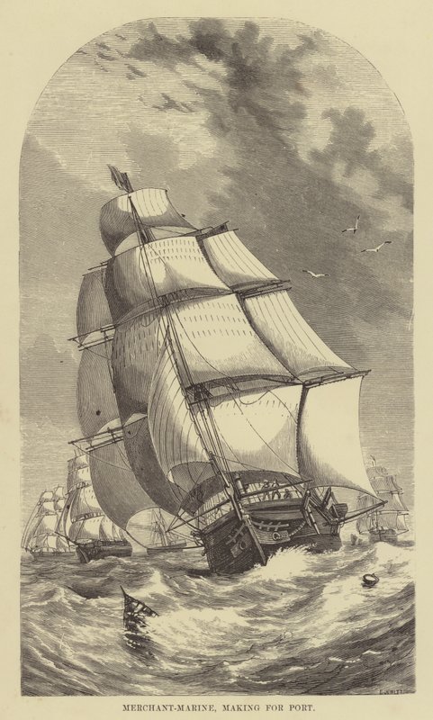 Merchant-Marine, valmistus satamaan (kaiverrus) tekijältä English School