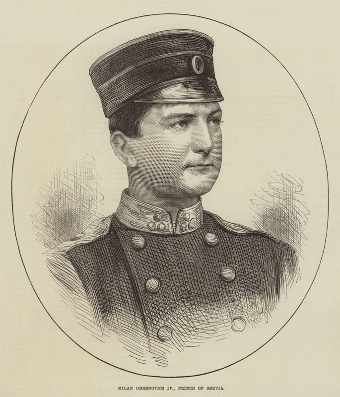 Milan Obrenovics IV, Serbian prinssi (kaiverrus) tekijältä English School