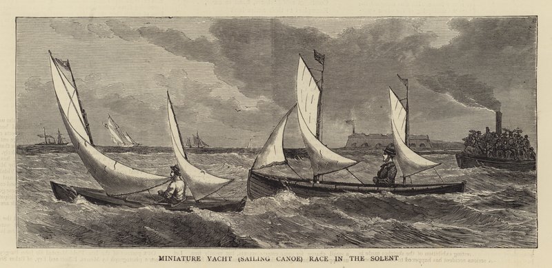 Pienoisjahti (purjehduskanootti) Race in the Solent (kaiverrus) tekijältä English School
