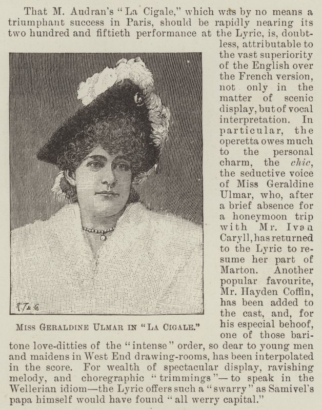 Neiti Geraldine Ulmer elokuvassa "La Cigale" (kaiverrus) tekijältä English School