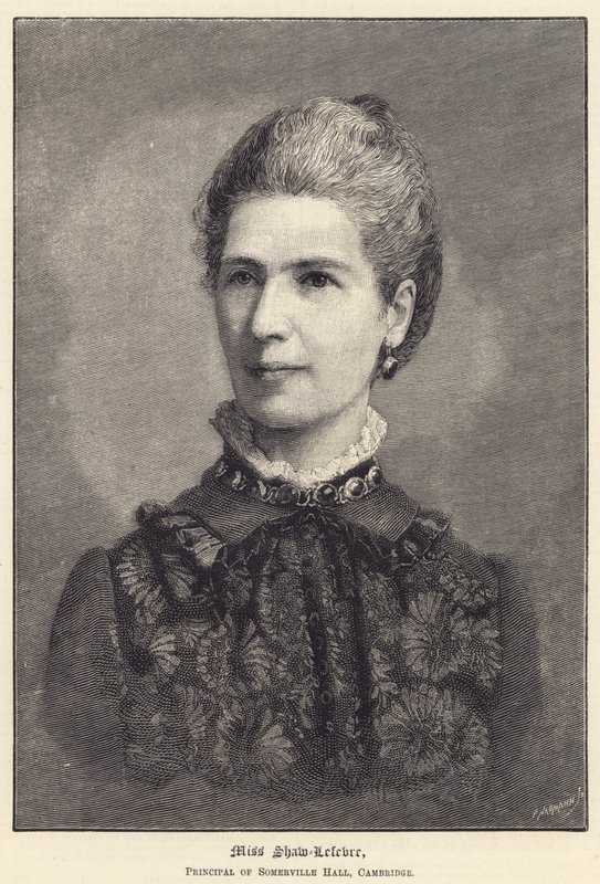 Miss Shaw-Lefevre, Cambridgen Somerville Hallin rehtori (kaiverrus) tekijältä English School