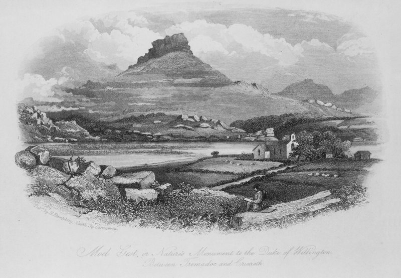 Moel Gest eli luonnonmuistomerkki Wellingtonin herttualle Tremadocin ja Cricciethin välissä tekijältä English School
