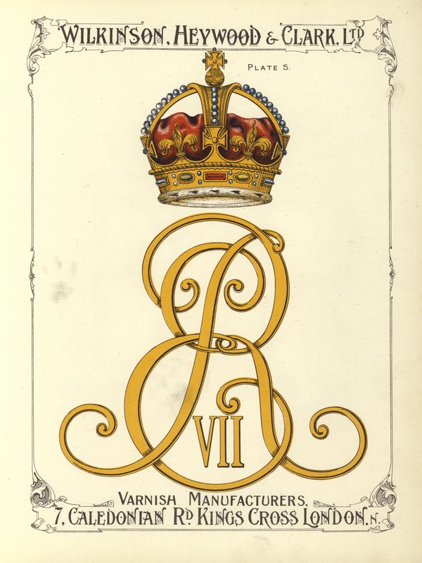 Kuningas Edward VII:n monogrammi (chromolitho) tekijältä English School