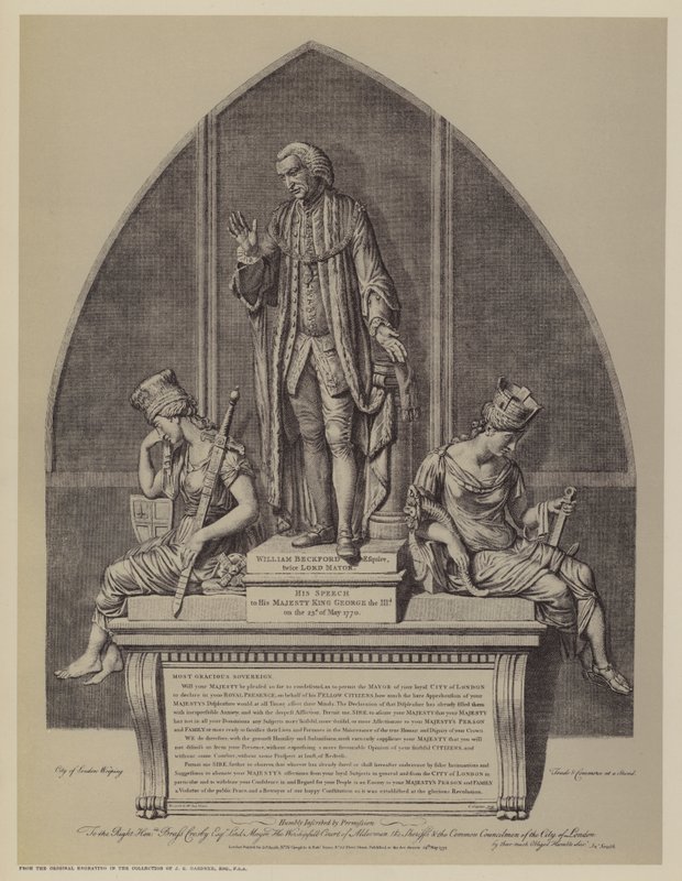 Monumentti William Beckfordille, kahdesti Lontoon lordipormestarille, John Francis Moore, Guildhall, Lontoon City tekijältä English School