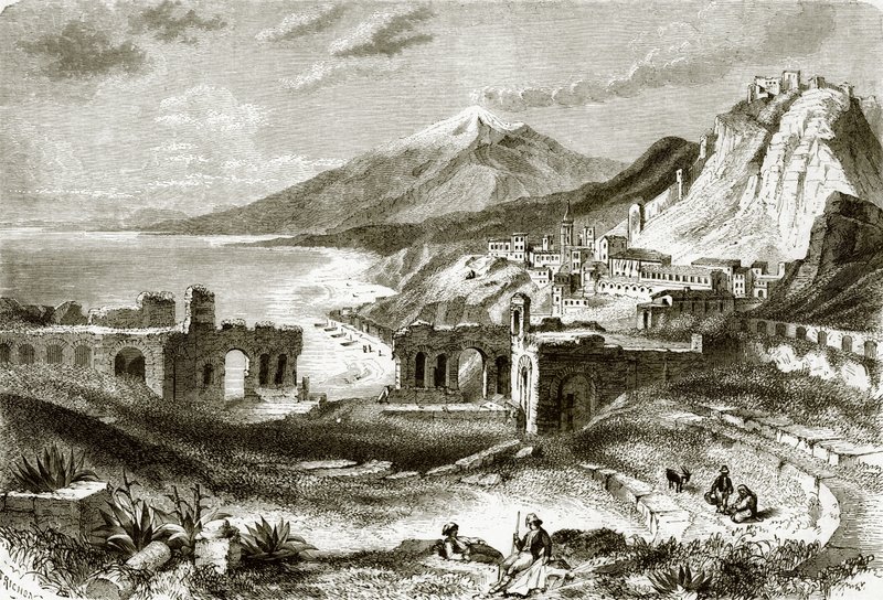 Etna (katsotuna Taurominiumista), Sisiliassa tekijältä English School
