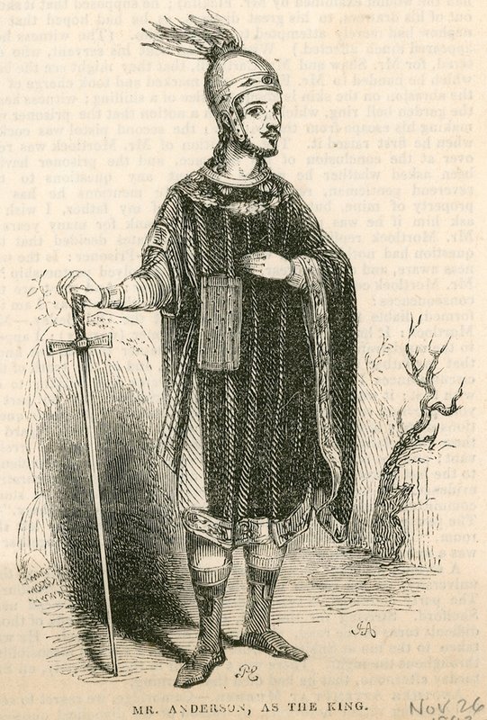 Herra Anderson näytelmän King Arthur nimiroolissa, Drury Lane Theatre, Lontoo tekijältä English School