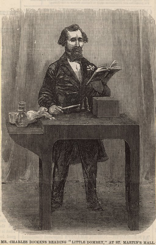 Charles Dickens lukee Pikku Dombeyta St Martins Hallissa tekijältä English School