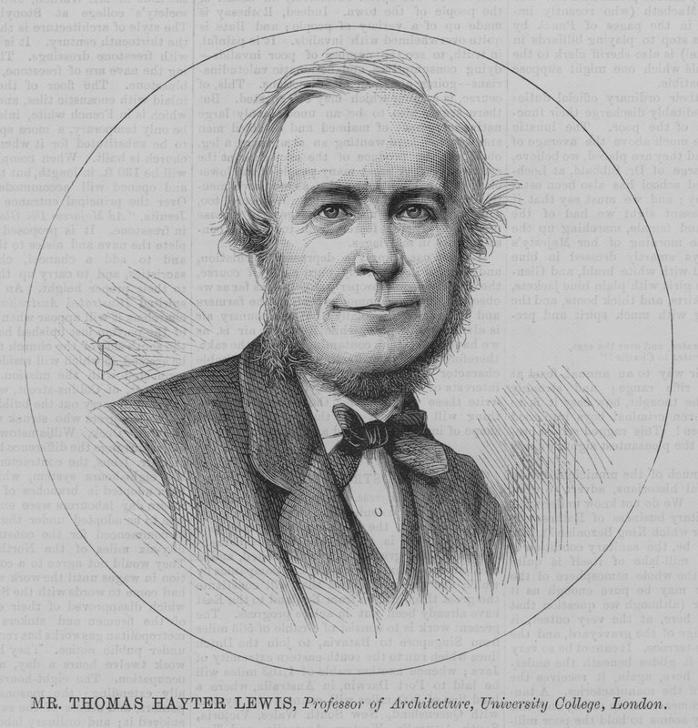 Thomas Hayter Lewis, arkkitehtuurin professori, University College, Lontoo (kaiverrus) tekijältä English School