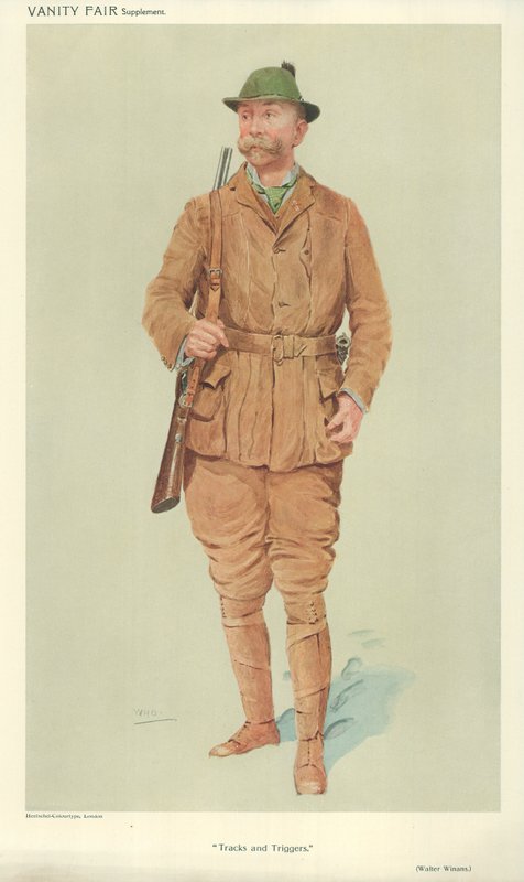 Herra Walter Winans, Tracks and triggers, 9.6.1909, Vanity Fair sarjakuva tekijältä English School