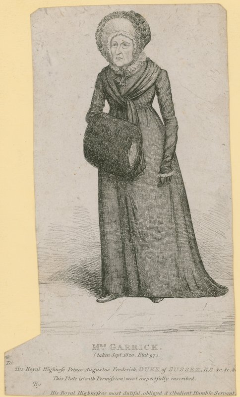 Rouva Garrick (Eva Marie Veigel), otettu syyskuussa 1820 tekijältä English School