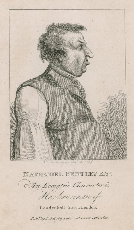 Nathaniel Bentley Esq, eksentrinen hahmo ja laitteistomies Leadenhall Streetillä, Lontoossa tekijältä English School