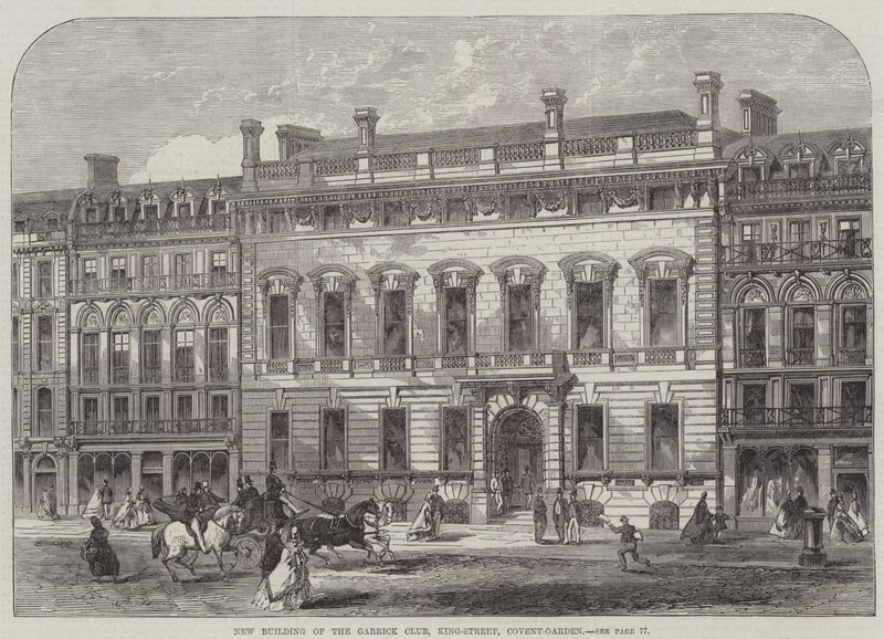 Garrick Clubin uusi rakennus, King-Street, Covent-Garden (kaiverrus) tekijältä English School