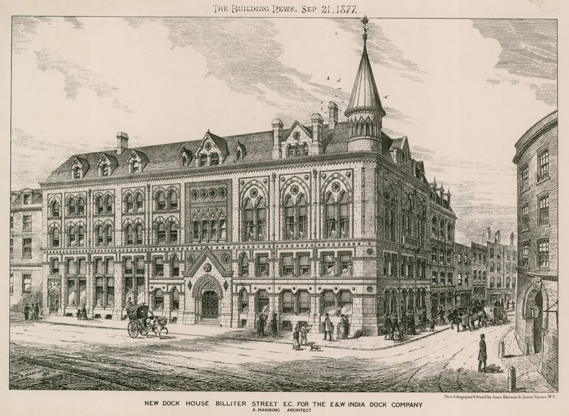 Uusi Dock House Billiter Street, London EC, East and West India Dock Companylle tekijältä English School
