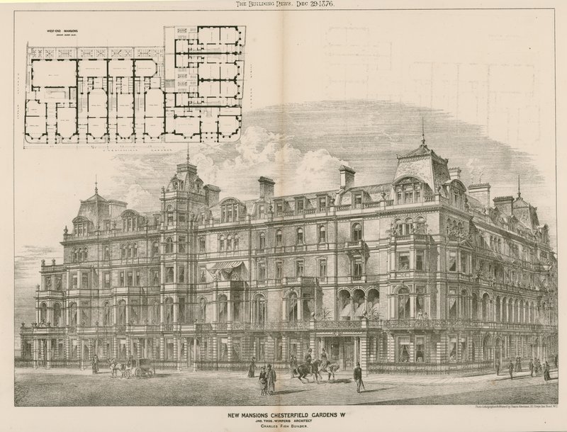 New Mansions, Chesterfield Gardens, London W, John Thomas Wimperis, arkkitehti tekijältä English School