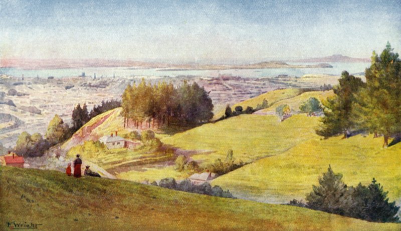 Uusi-Seelanti: Auckland (värillinen litografia) tekijältä English School