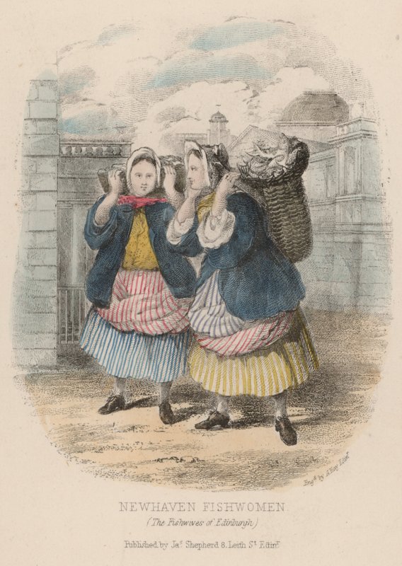 Newhaven fishwomen, Edinburgh (värillinen kaiverrus) tekijältä English School