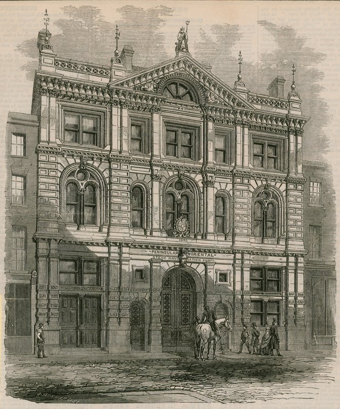 Peninsular and Oriental Steam Navigation Companyn äskettäin rakennetut toimistot, Leadenhall Street, Lontoo tekijältä English School