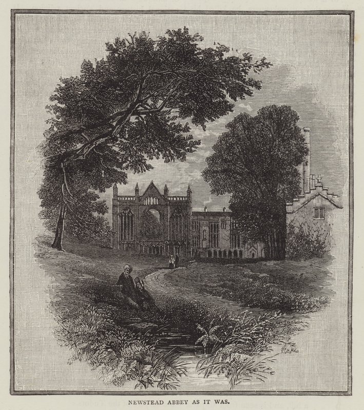 Newstead Abbey sellaisena kuin se oli (kaiverrus) tekijältä English School