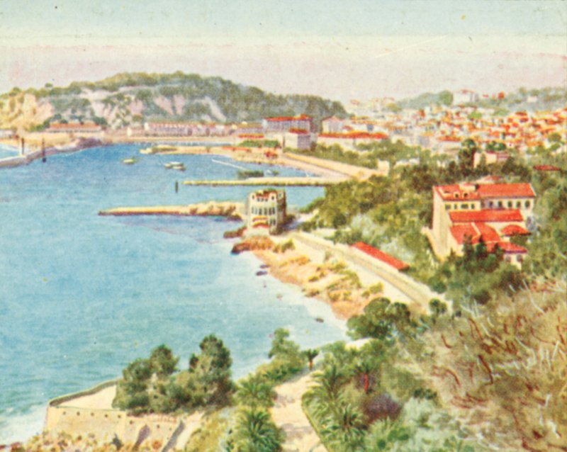 Nizza ja Baie des Anges (värilliset litografiat) tekijältä English School