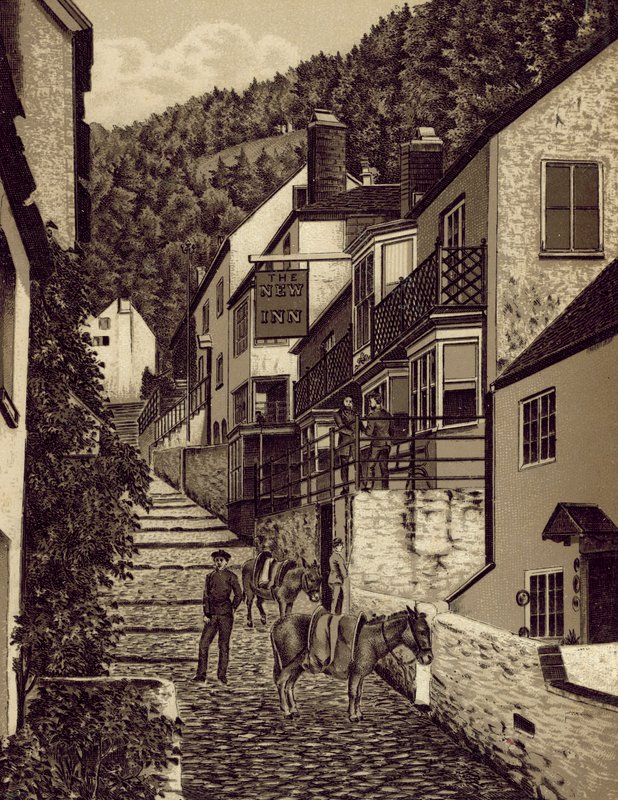 North Devon: Clovelly, Main Street (litografia). tekijältä English School