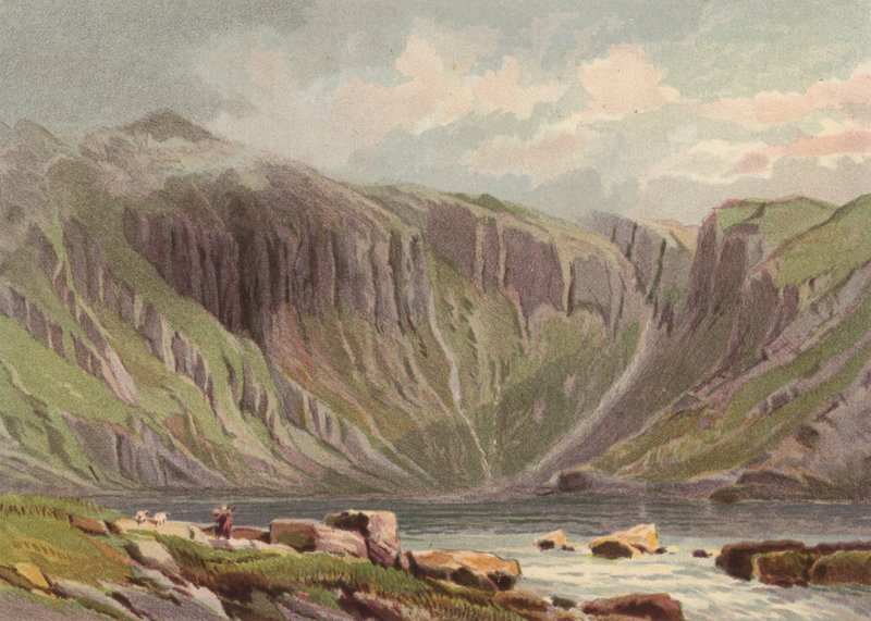 Walesin pohjoispuolella, Llyn Idwal (väri litho) tekijältä English School