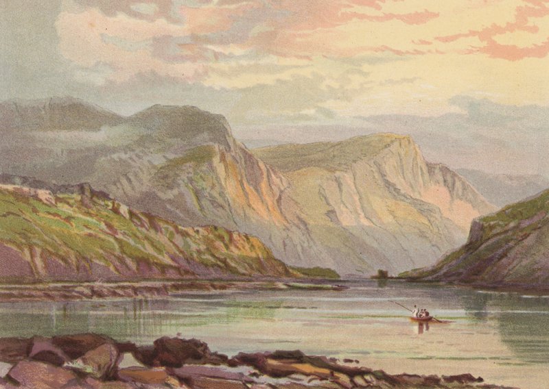 Walesin pohjoispuolella, Llyn Ogwen (väri litho) tekijältä English School