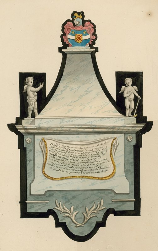 Norwoodin hautausmaa; Francis Merick of Norcut, joka kuoli vuonna 1702, hauta tekijältä English School