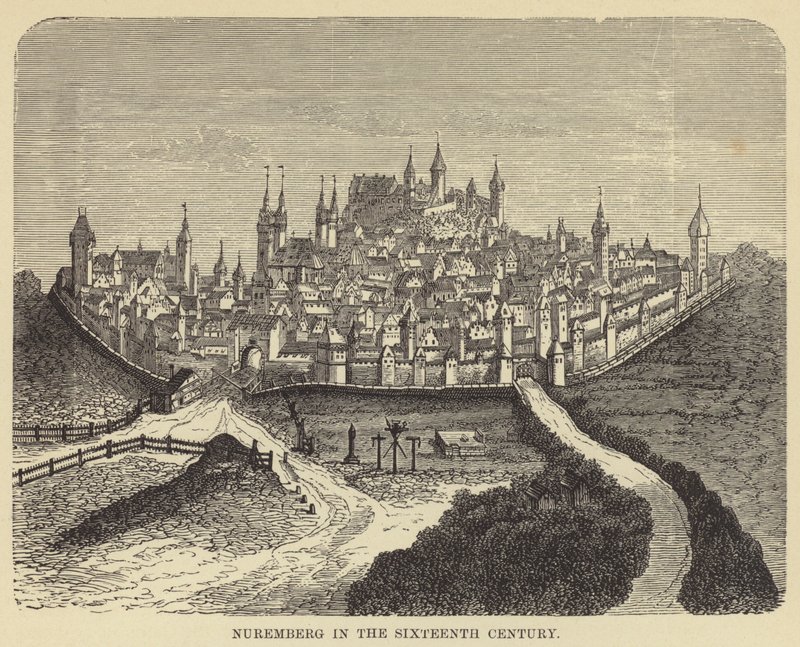 Nürnberg 1500-luvulla (kaiverrus) tekijältä English School