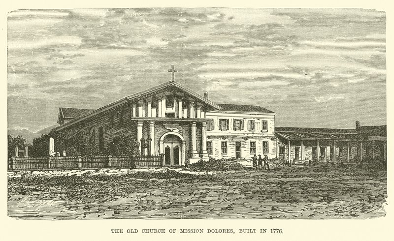 Old Church of Mission Dolores, rakennettu vuonna 1776 tekijältä English School