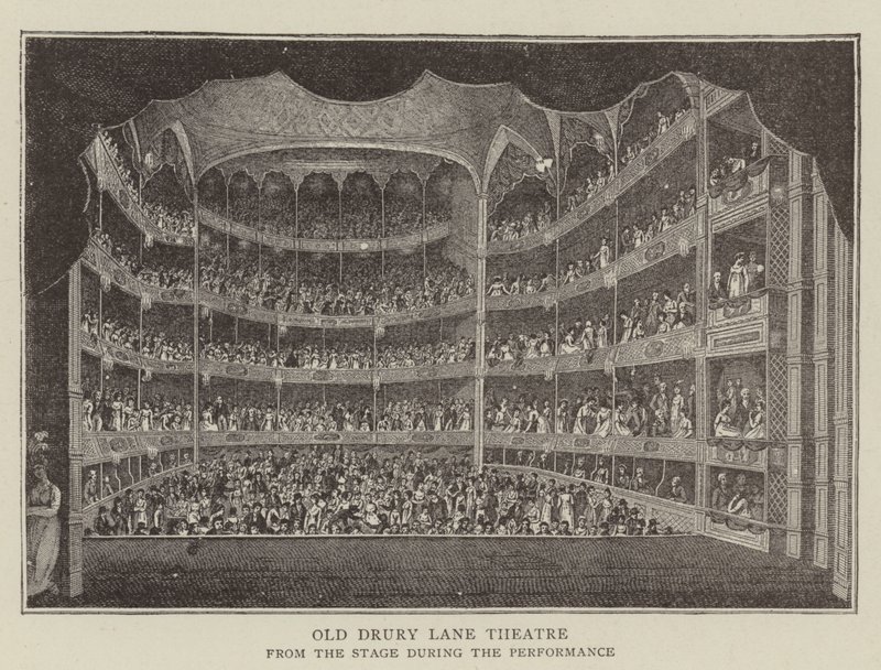 Old Drury Lane -teatteri (kaiverrus) tekijältä English School